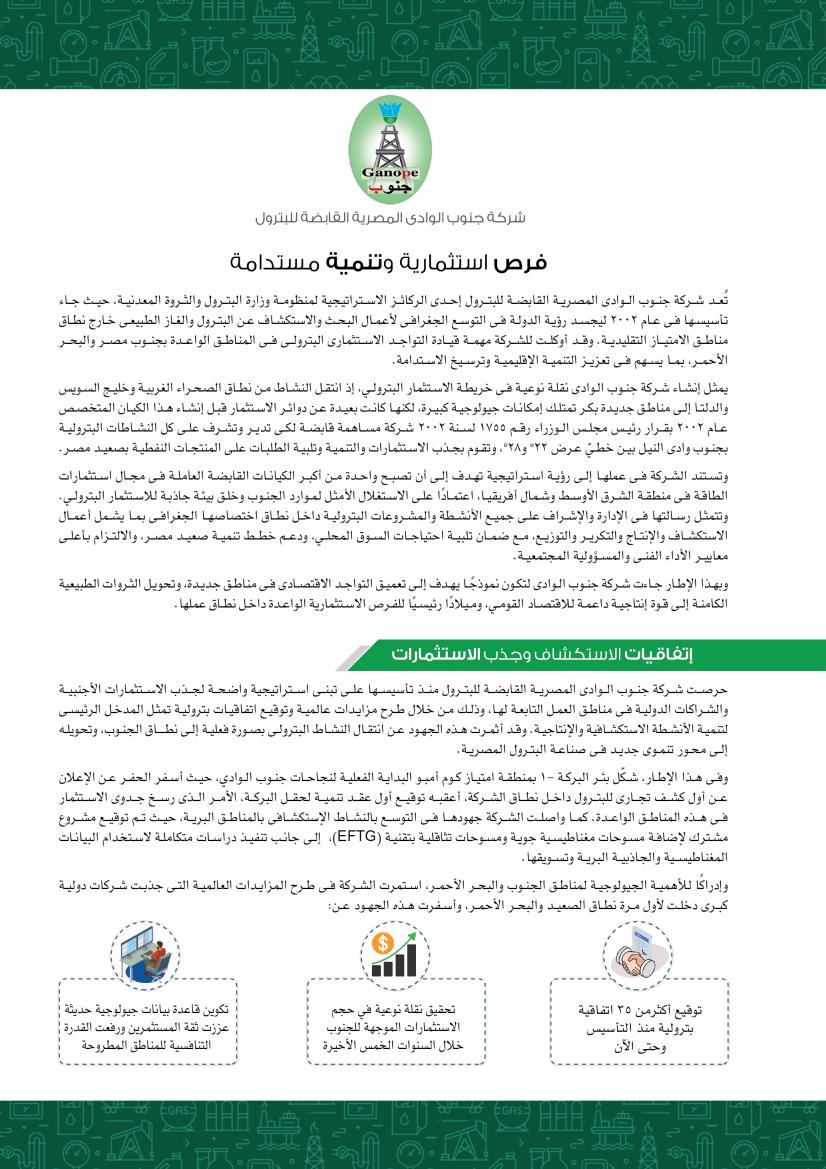 جنوب الوادى ..  فرص استثمارية وتنمية مستدامة