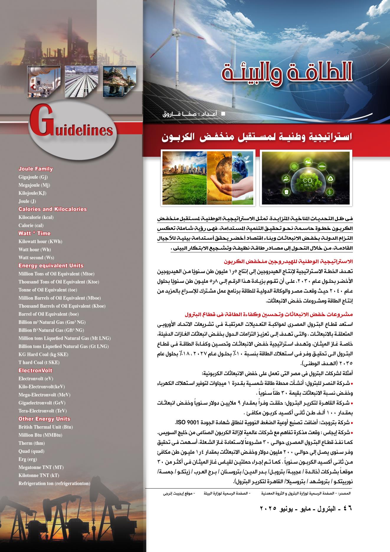 البيئة والطاقة.. استراتيجية وطنية لمستقبل منخفض الكربون